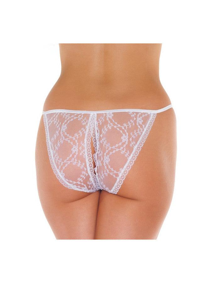 Amorable - Tanga Slip Kant Met Open Kruis - Wit-Erotiekvoordeel.nl