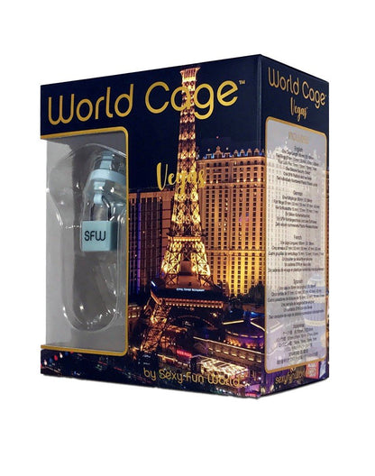 World Cage de chasteté VEGAS (taille M) avec bouclier anti-rétraction - transparent