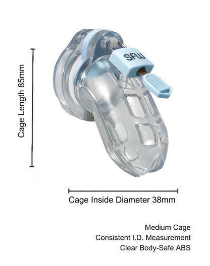 World Cage de chasteté VEGAS (taille M) avec bouclier anti-rétraction - transparent