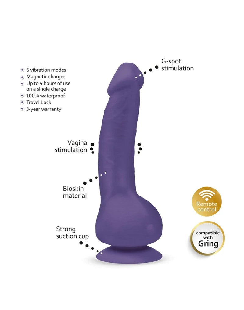 G-Vibe – G-Real 2 Vibrationsdildo mit Saugnapf – Lila