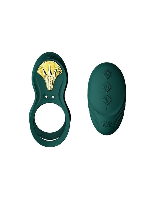 ZALO Cockring vibrant & Vibrateur pour partenaire BAYEK avec télécommande - vert émeraude