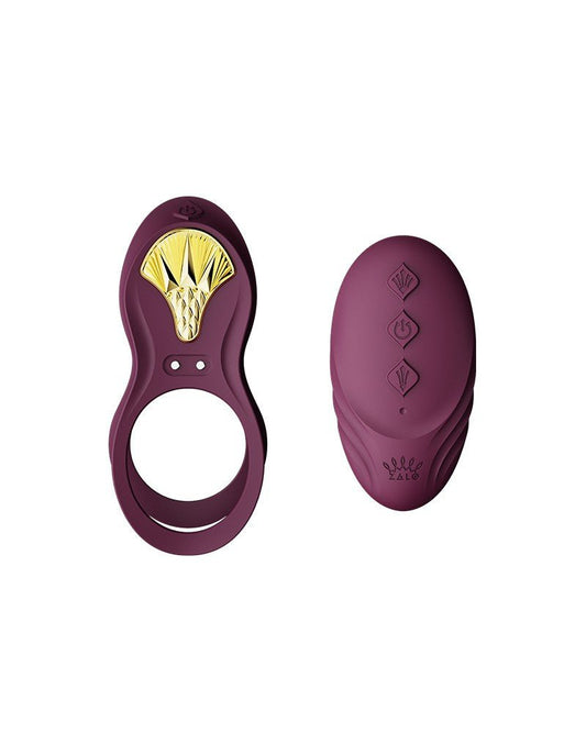 ZALO Cockring vibrant & Vibrateur pour partenaire BAYEK avec télécommande - violet améthyste