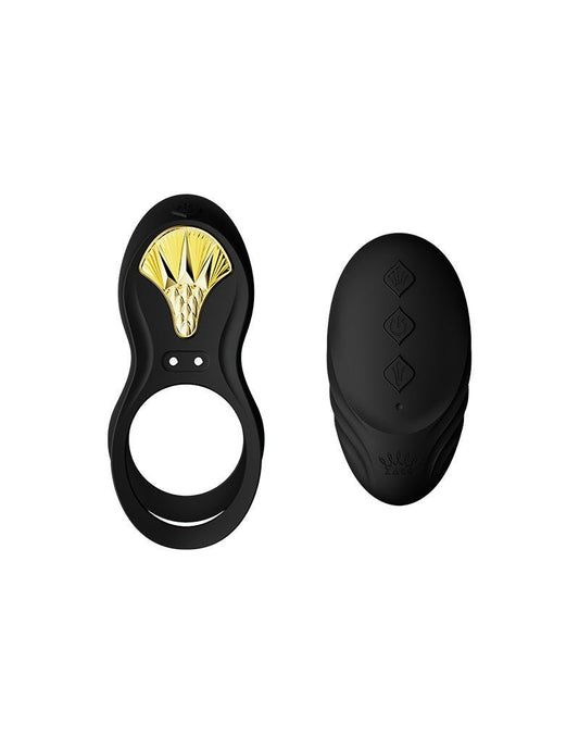 ZALO Cockring vibrant & Vibrateur pour partenaire BAYEK avec télécommande - noir obsidien