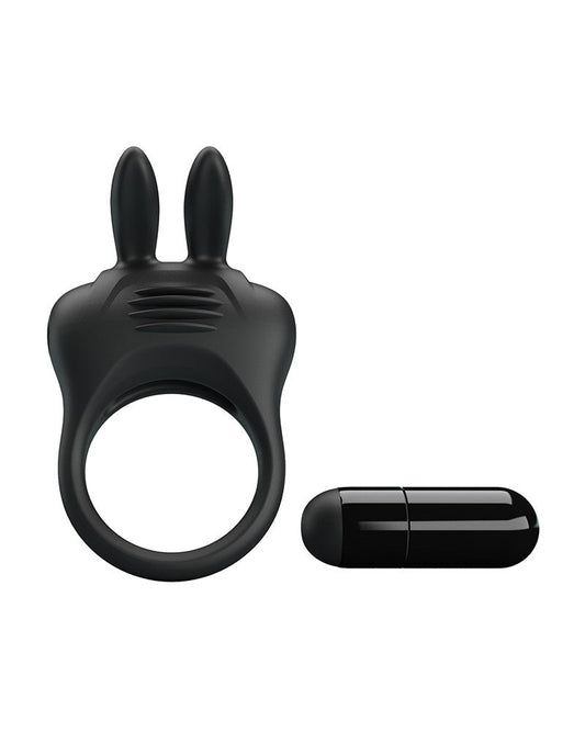 Pretty Love Vibrating Cockring DAVION with clitoris stimulator - black