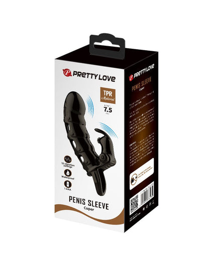 Gaine pénienne Pretty Love avec stimulateur de clitoris lapin CUPER - noir