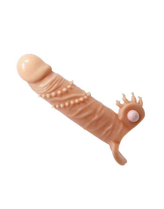 Pretty Love Vibrating Penis Sleeve with Clitoris Stimulator CONNOR - light skin color