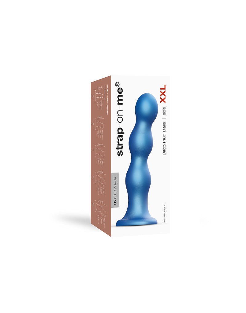 Strap-On-Me Gode Plug Balls - bleu métallique