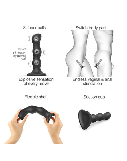 Strap-On-Me Anal Dildo /Buttplug Geisha Balls avec boules rotatives - noir