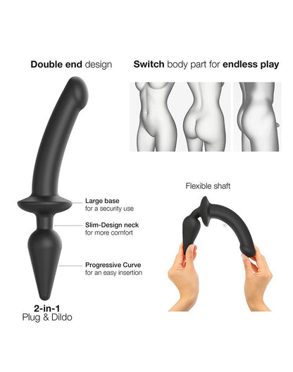 Strap-On-Me Semi-Realistic Switch Plug-In 2-in-1 Dildo & Butt Plug - schwarz