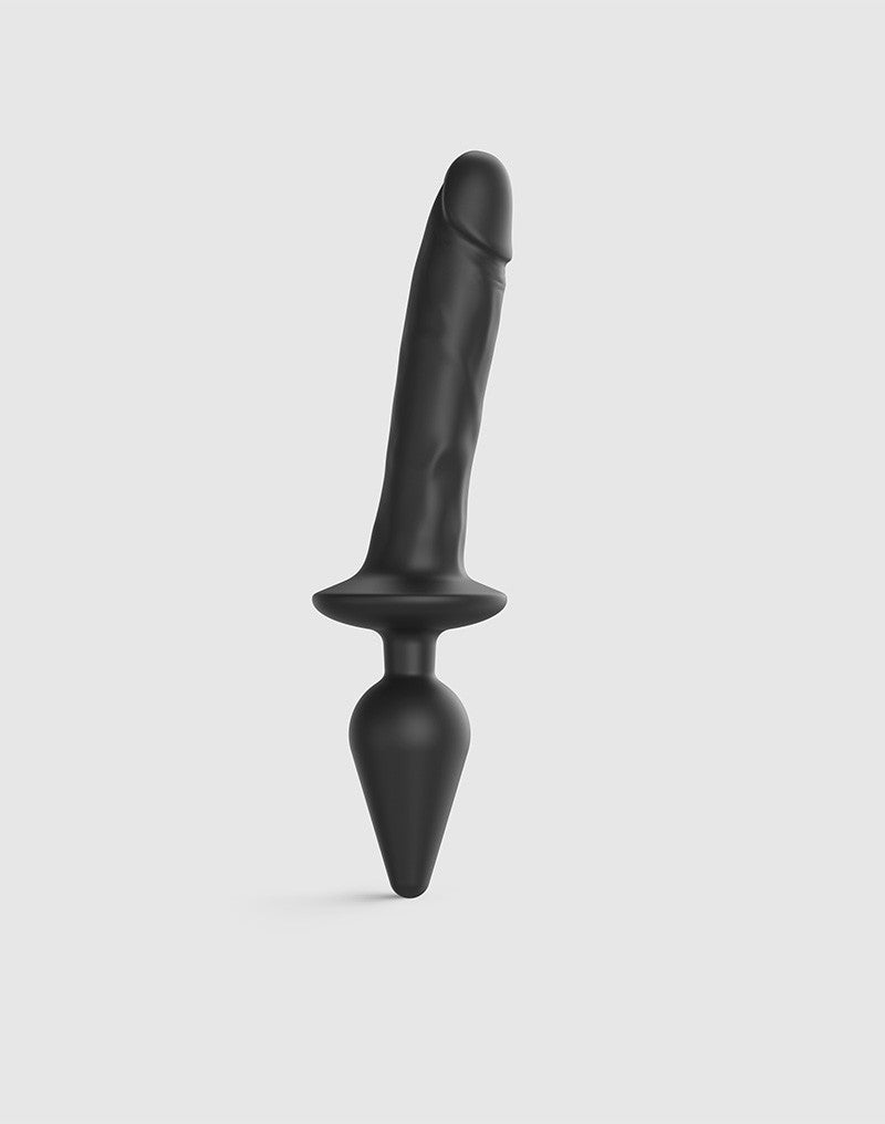 Strap-On-Me Semirrealista Switch Plug-In Consolador y plug anal 2 en 1 - negro