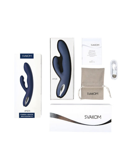 SVAKOM Rabbit Vibrator met vibrerende tip AYLIN - blauw