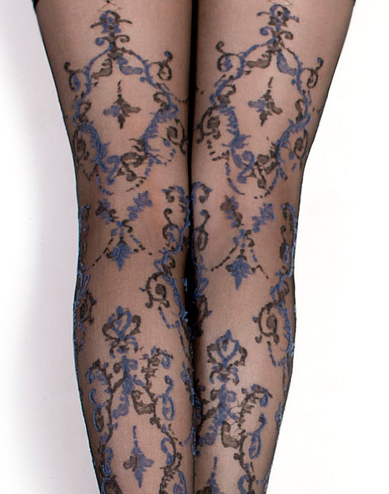 Ballerina - Fantasy Hold Ups Feeling Blue Kousen (20 denier) - Zwart/Blauw-Erotiekvoordeel.nl