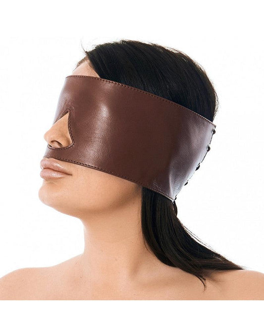 Blinddoek met uitsparing neus leer -bruin - Erotiekvoordeel.nl