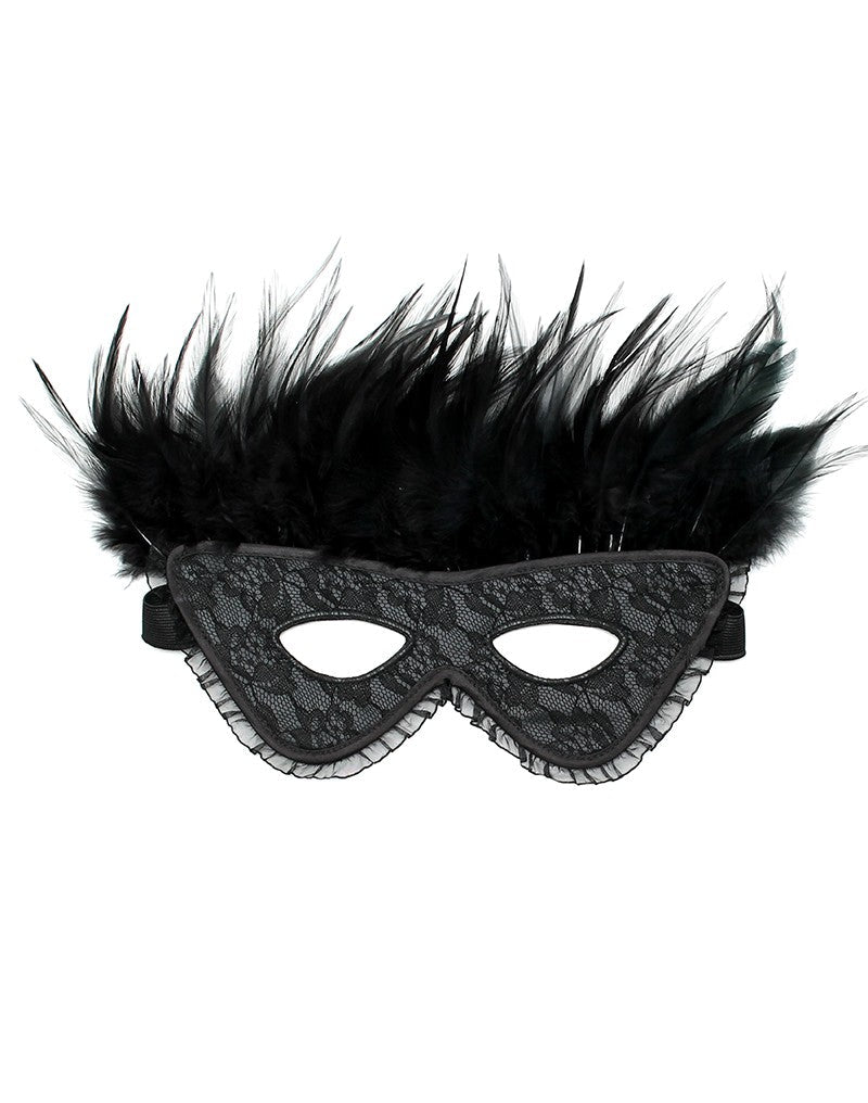 Burlesque masker met veren - zwart - Erotiekvoordeel.nl