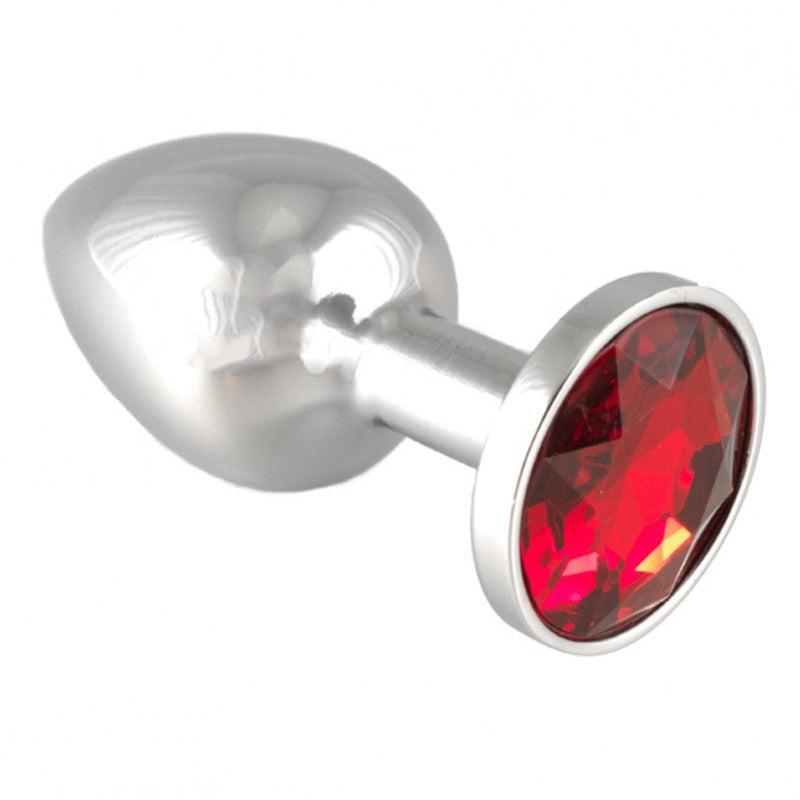 Buttplug KLEIN met rood kristal 3 x 7.3 cm - Erotiekvoordeel.nl