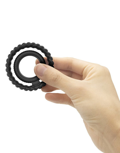 Dorcel - Dual Ring Siliconen Rekbare Cockring - Zwart-Erotiekvoordeel.nl