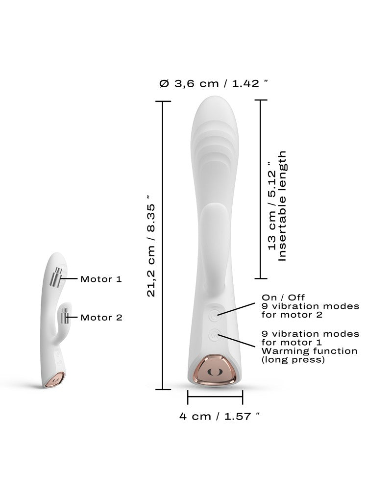 Dorcel FLEXI RABBIT Verwarmde Tarzan Vibrator - wit-Erotiekvoordeel.nl