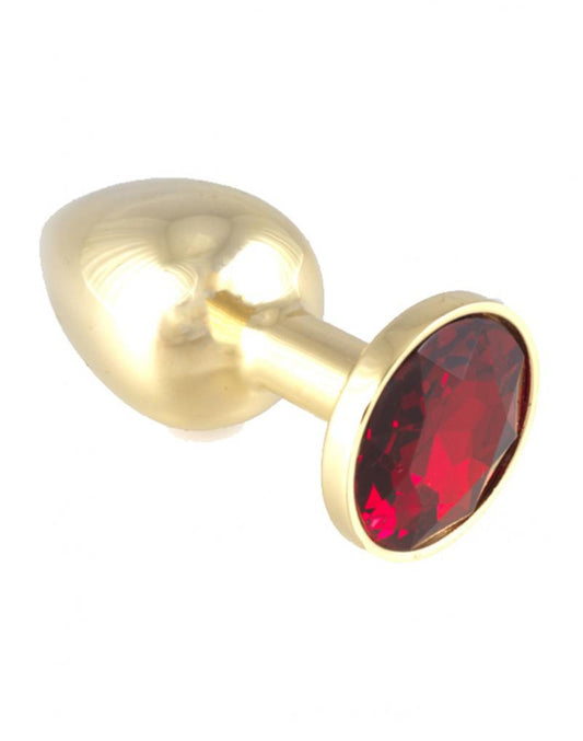 GOUDEN Buttplug KLEIN met rood kristal - Erotiekvoordeel.nl