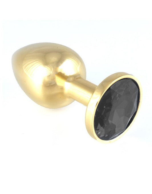 GOUDEN Buttplug KLEIN met zwart kristal - Erotiekvoordeel.nl