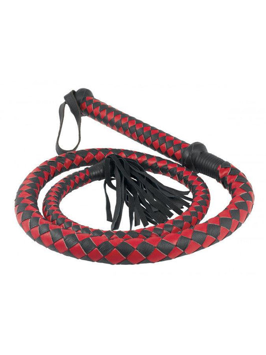 Lange Bullwhip 200 cm - rood/zwart - Erotiekvoordeel.nl