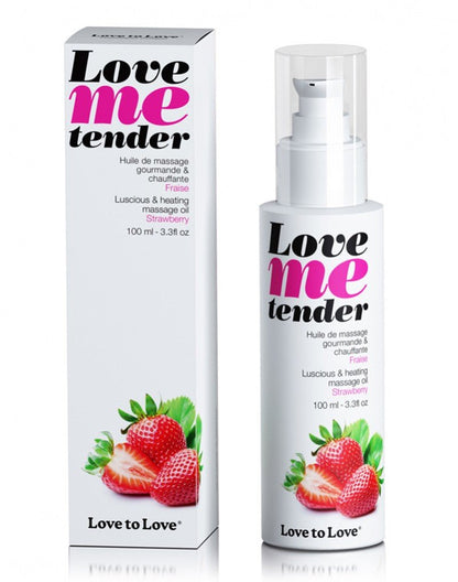 Love me Tender verwarmende Massageolie - Aardbei - Erotiekvoordeel.nl