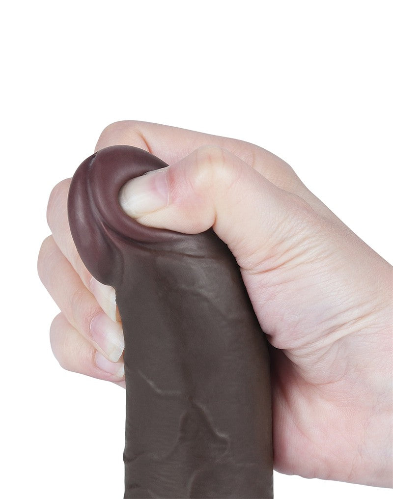 LoveToy - Dildo Met Sliding Skin Technologie - 19,5 cm x Ø 3,6 cm - Zwart-Erotiekvoordeel.nl