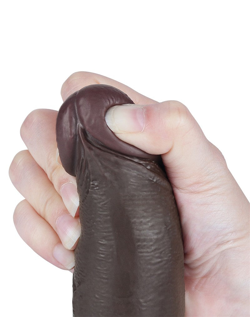 LoveToy - Dildo Met Sliding Skin Technologie - 20 cm x Ø 4 cm - Zwart-Erotiekvoordeel.nl