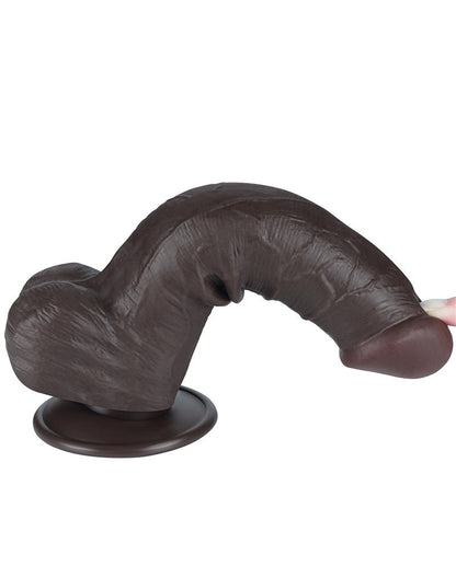 LoveToy - Dildo Met Sliding Skin Technologie - 20,8 cm x Ø 4 cm - Zwart-Erotiekvoordeel.nl