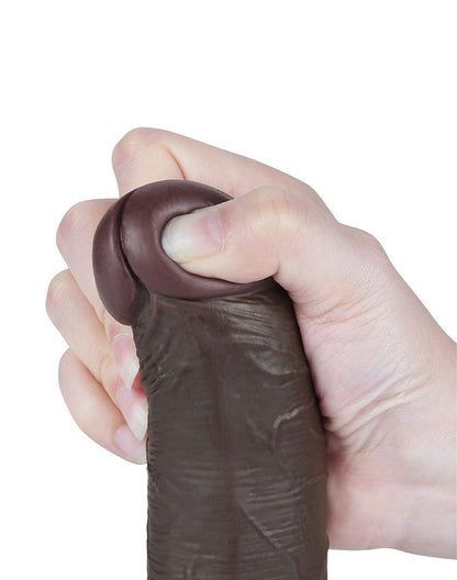 LoveToy - Dildo Met Sliding Skin Technologie - 20,8 cm x Ø 4 cm - Zwart-Erotiekvoordeel.nl