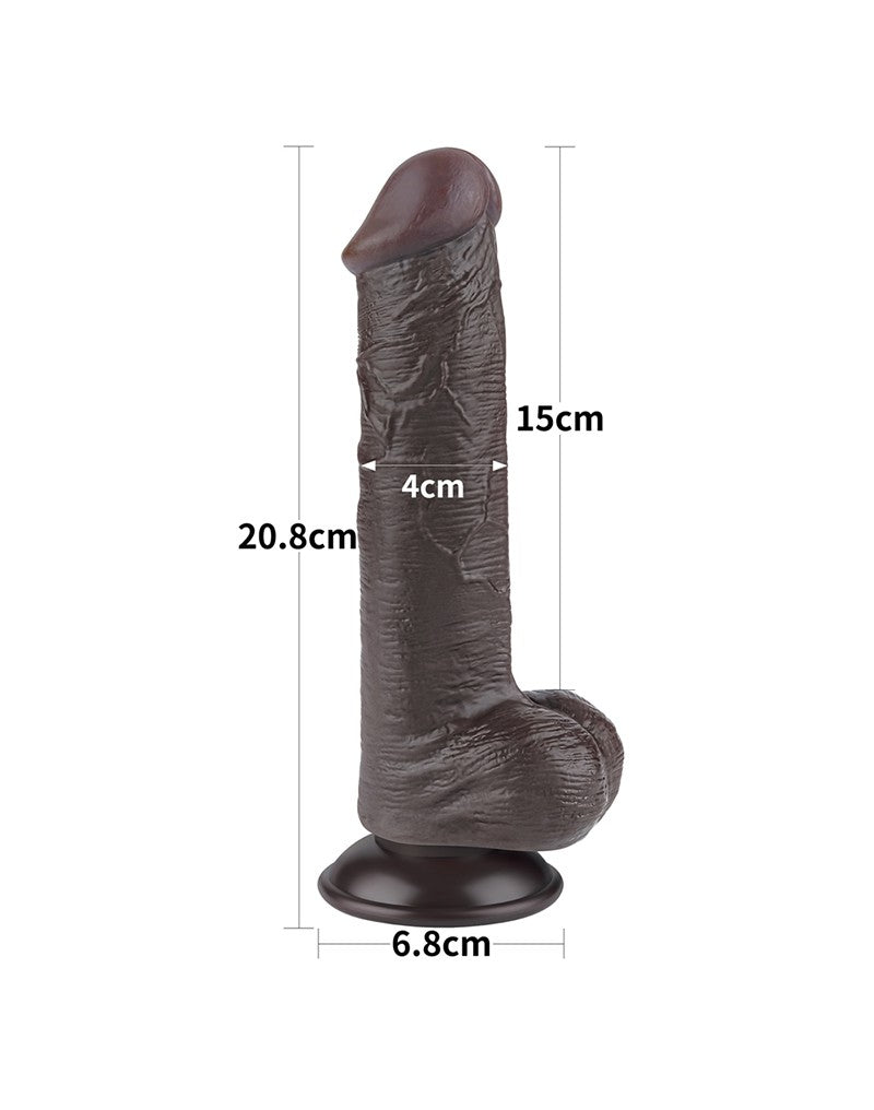 LoveToy - Dildo Met Sliding Skin Technologie - 20,8 cm x Ø 4 cm - Zwart-Erotiekvoordeel.nl