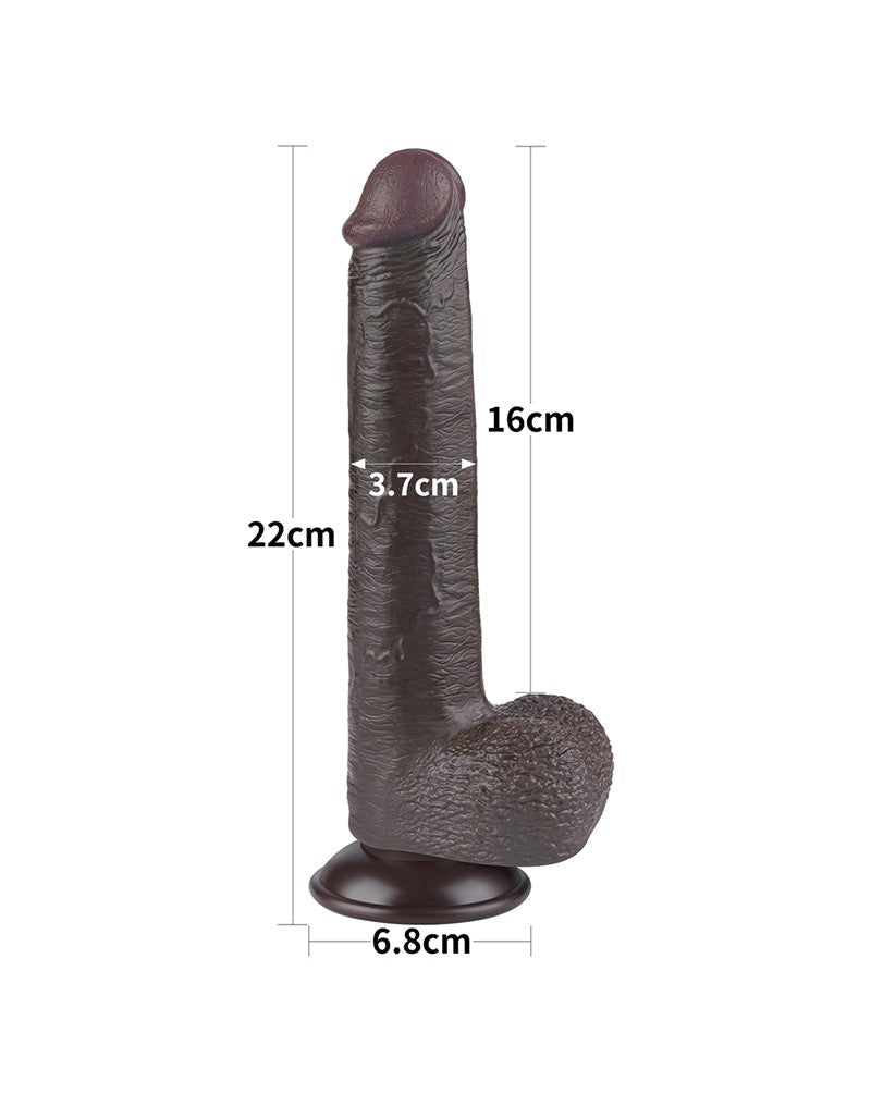 LoveToy - Dildo Met Sliding Skin Technologie - 22 cm x Ø 3,7 cm - Zwart-Erotiekvoordeel.nl