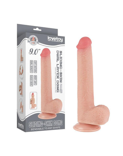 LoveToy - Dildo - Schuifhuid dildo - Lengte 22 cm - Diameter Ø 3.7 cm - Lichte Huidskleur-Erotiekvoordeel.nl