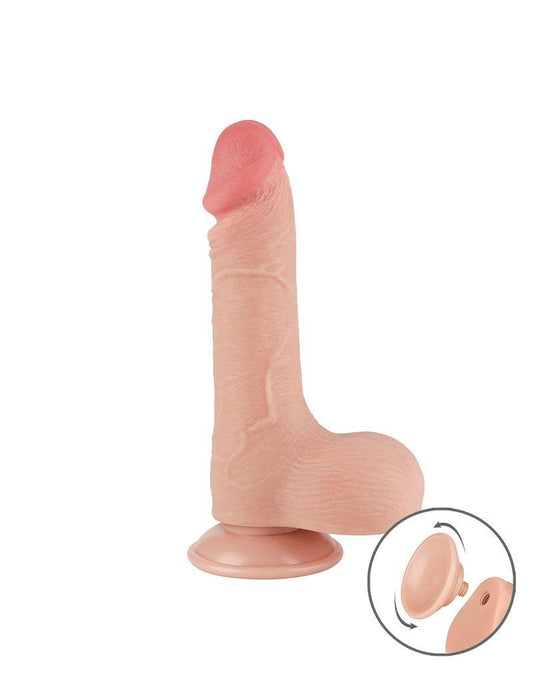 LoveToy - Dubbellaags Dildo - Glijdende Huid Dildo - Lengte 19.5 cm - Diameter 3.7 cm - Lichte Huidskleur-Erotiekvoordeel.nl