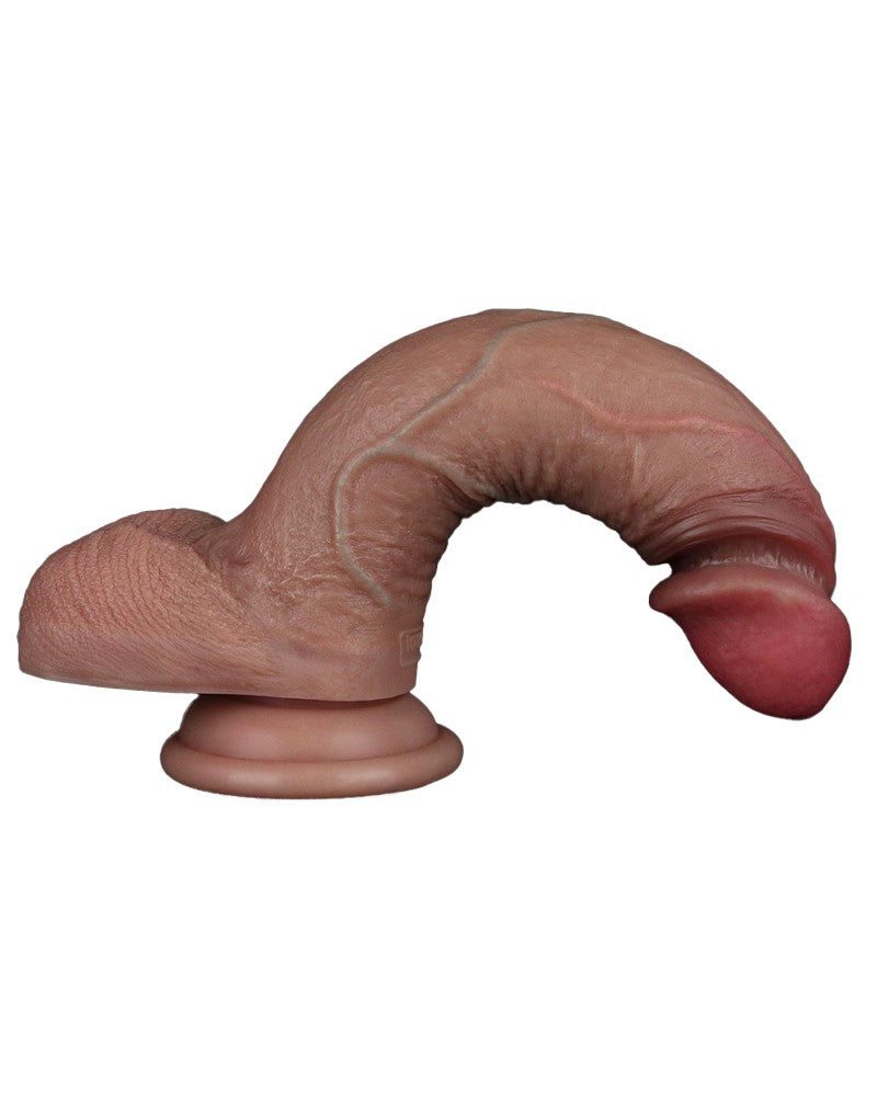 LoveToy - Dubbellaags Siliconen Dildo - 19,5 cm x Ø 3,7 cm - Bruin-Erotiekvoordeel.nl