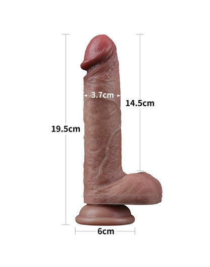 LoveToy - Dubbellaags Siliconen Dildo - 19,5 cm x Ø 3,7 cm - Bruin-Erotiekvoordeel.nl