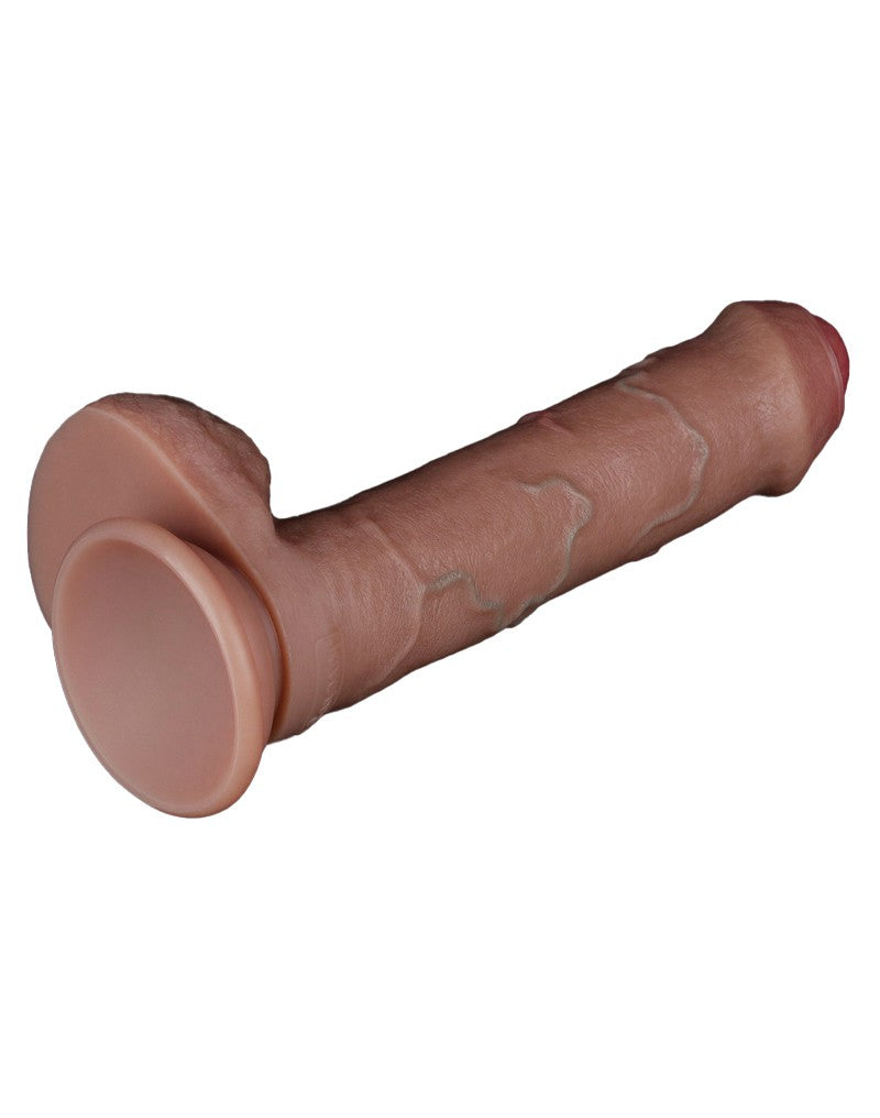 LoveToy - Dubbellaags Siliconen Dildo - 20,5 cm x Ø 4 cm - Bruin-Erotiekvoordeel.nl