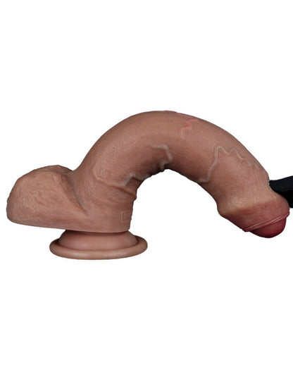 LoveToy - Dubbellaags Siliconen Dildo - 20,5 cm x Ø 4 cm - Bruin-Erotiekvoordeel.nl