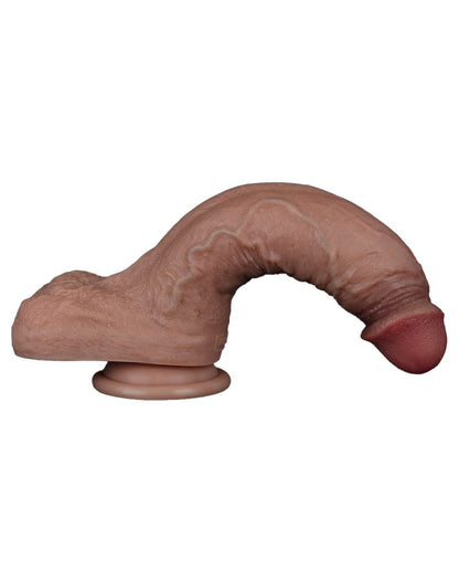 LoveToy - Dubbellaags Siliconen Dildo - 21,5 cm x Ø 4,2 cm - Bruin-Erotiekvoordeel.nl