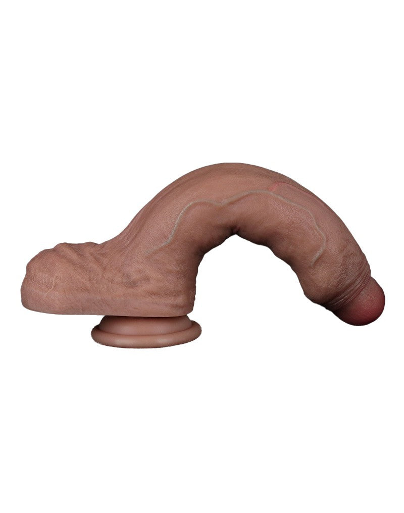 LoveToy - Dubbellaags Siliconen Dildo - 22 cm x Ø 4,2 cm - Bruin-Erotiekvoordeel.nl