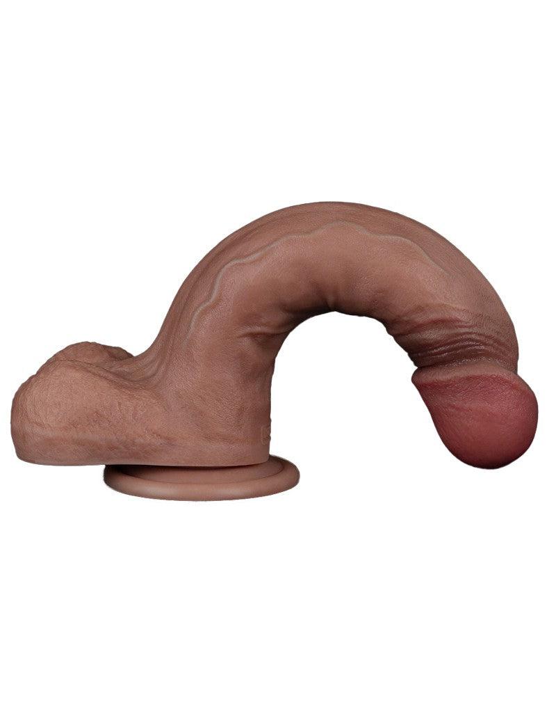 LoveToy - Dubbellaags Siliconen Dildo - 22,5 cm x Ø 4,2 cm - Bruin-Erotiekvoordeel.nl