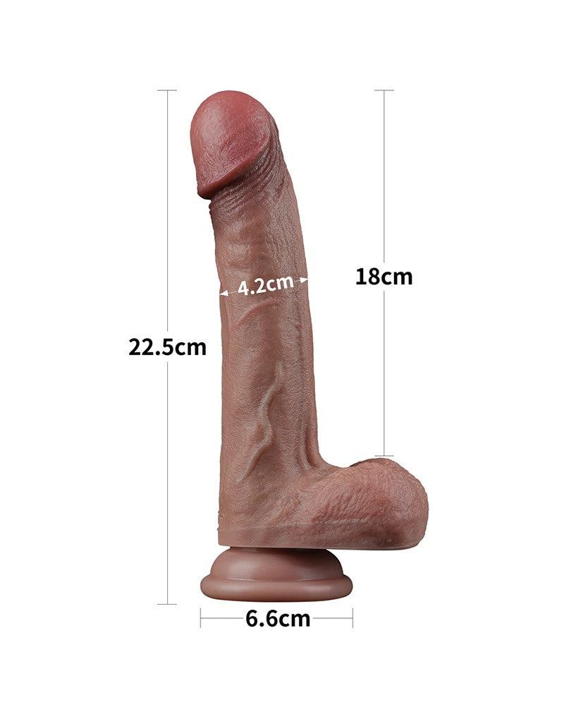 LoveToy - Dubbellaags Siliconen Dildo - 22,5 cm x Ø 4,2 cm - Bruin-Erotiekvoordeel.nl