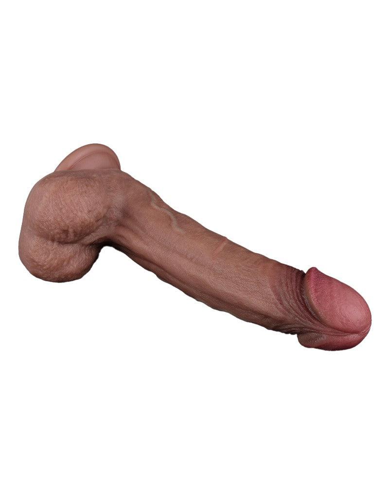 LoveToy - Dubbellaags Siliconen Dildo - 22,5 cm x Ø 4,2 cm - Bruin-Erotiekvoordeel.nl