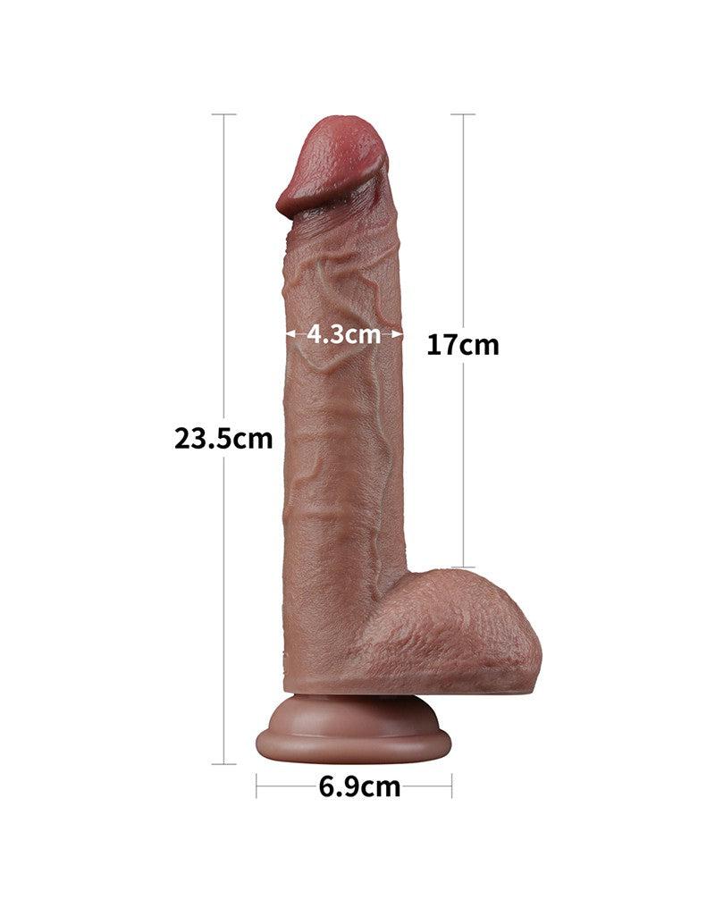 LoveToy - Dubbellaags Siliconen Dildo - 23,5 cm x Ø 4,3 cm - Bruin-Erotiekvoordeel.nl