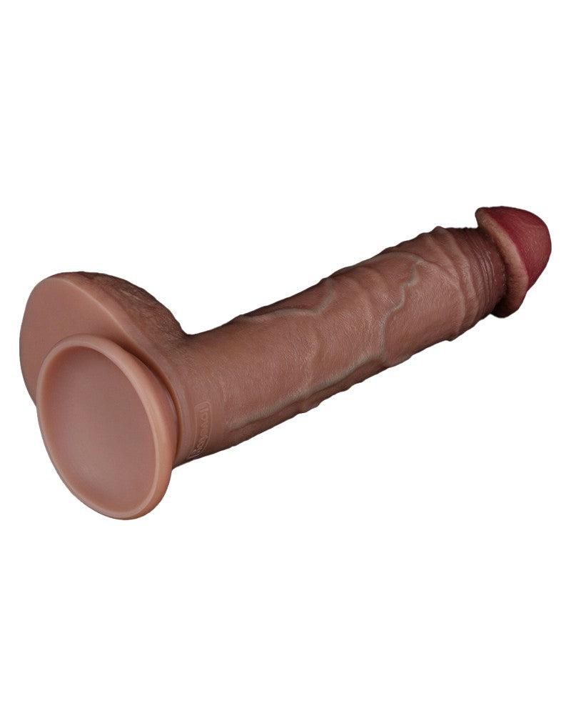 LoveToy - Dubbellaags Siliconen Dildo - 23,5 cm x Ø 4,3 cm - Bruin-Erotiekvoordeel.nl