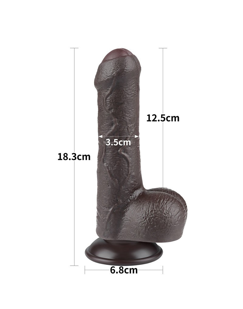 LoveToy - Glijdende Huid Dildo - 18,3 cm x Ø 3,5 cm - Zwart-Erotiekvoordeel.nl