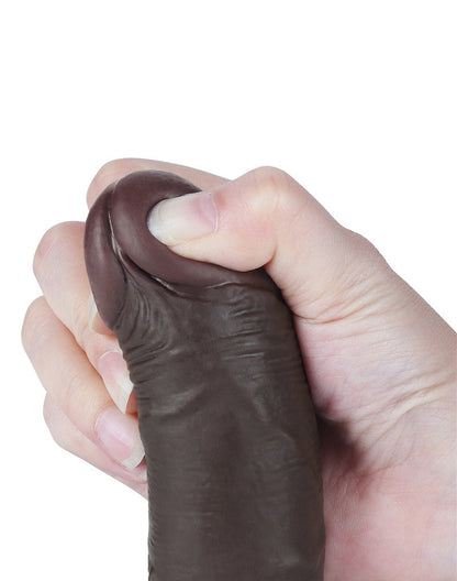 LoveToy - Glijdende Huid Dildo - 19,5 cm x Ø 3,5 cm - Zwart-Erotiekvoordeel.nl