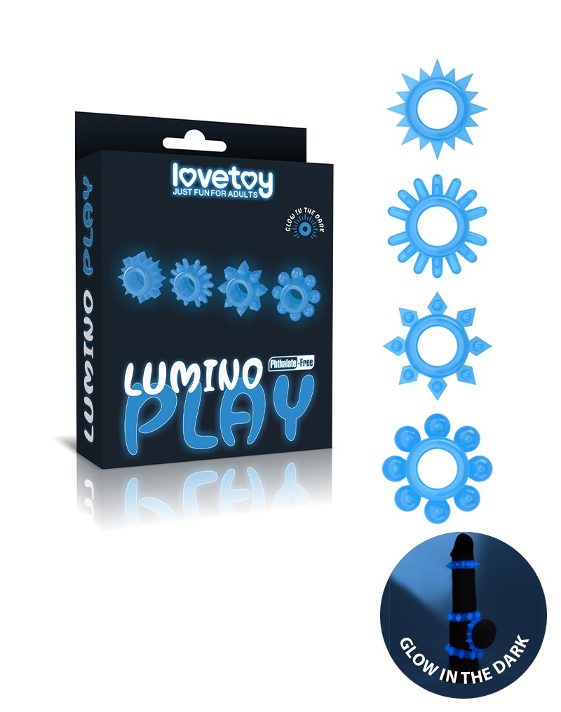 Lovetoy Cockringen Set 4-delig LUMINO PLAY - glow in the dark-Erotiekvoordeel.nl