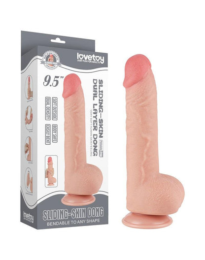 Lovetoy - Dildo - Glijdende Huid Dildo - Lengte 24 cm Diameter Ø 4.3 cm) - Lichte Huidskleur-Erotiekvoordeel.nl