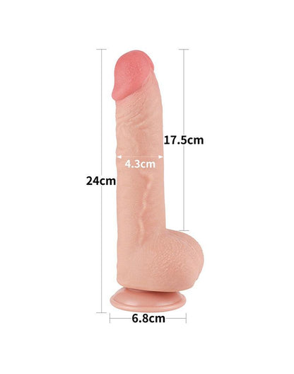 Lovetoy - Dildo - Glijdende Huid Dildo - Lengte 24 cm Diameter Ø 4.3 cm) - Lichte Huidskleur-Erotiekvoordeel.nl