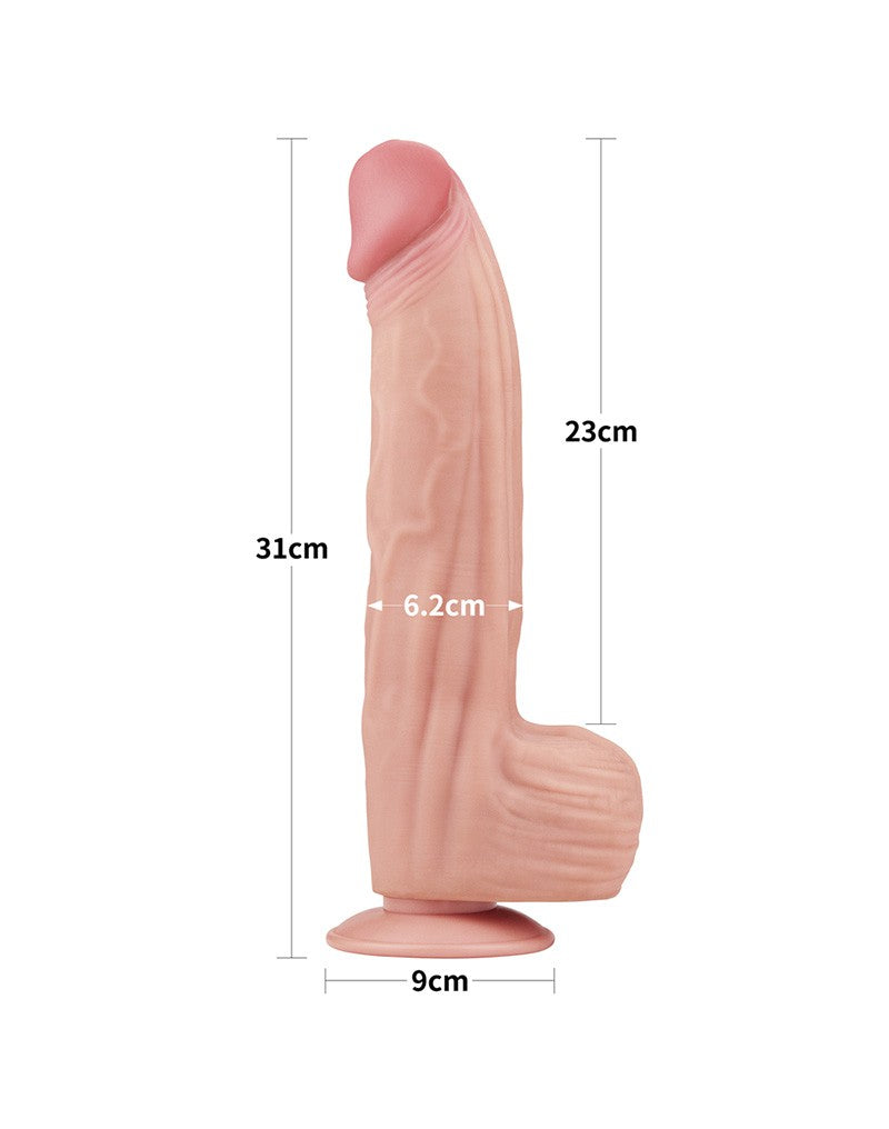 Lovetoy - Dildo -Sliding Skin Dildo - Lengte 31 cm - Lichte Huidskleur-Erotiekvoordeel.nl